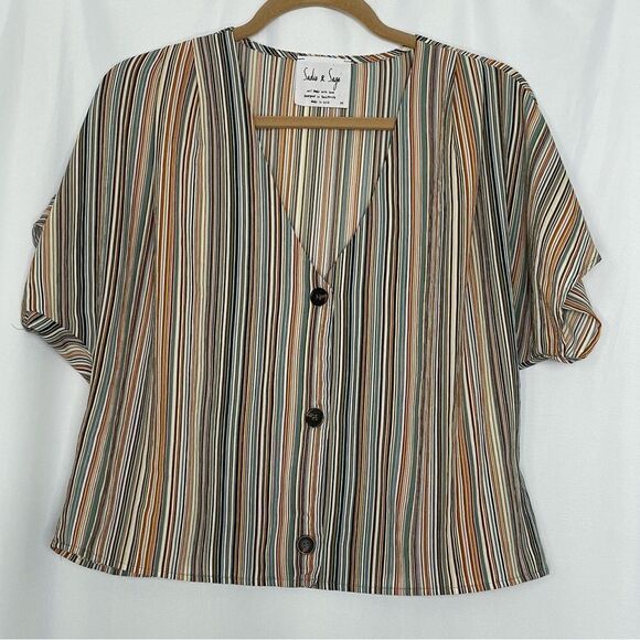 Sadie & Sage Striped Crop Top size Medium - Picture 1 of 7